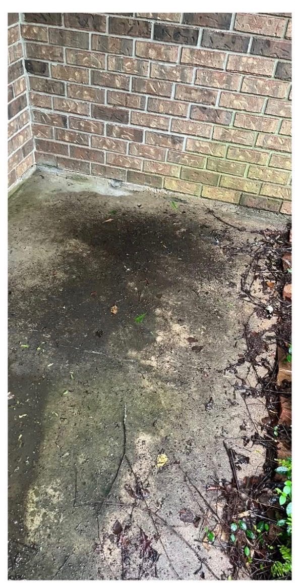 Before: Concrete walkway pressure washed